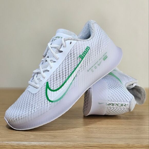 Nike Court Air Zoom Vapor 11 HC White Kelly Green Men's 7.5 Tennis LE DR6965-102 - Picture 1 of 16